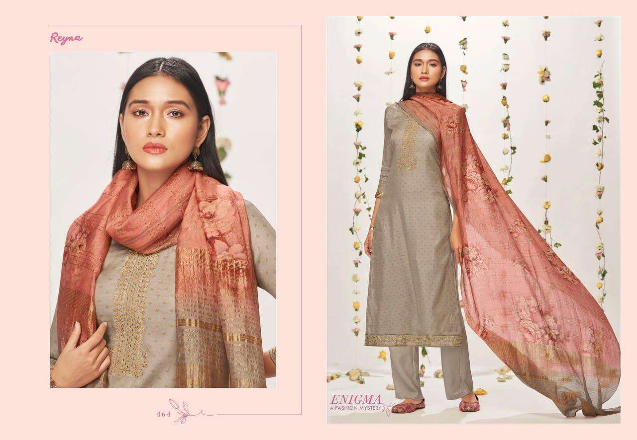 ENIGMA Y REYNA 461 TO 466 SERIES INDIAN TRADITIONAL WEAR COLLECTION BEAUTIFUL STYLISH FANCY COLORFUL PARTY WEAR & OCCASIONAL WEAR TUSSAR SILK DIGITAL PRINT WITH EMBROIDERY DRESSES AT WHOLESALE PRICE