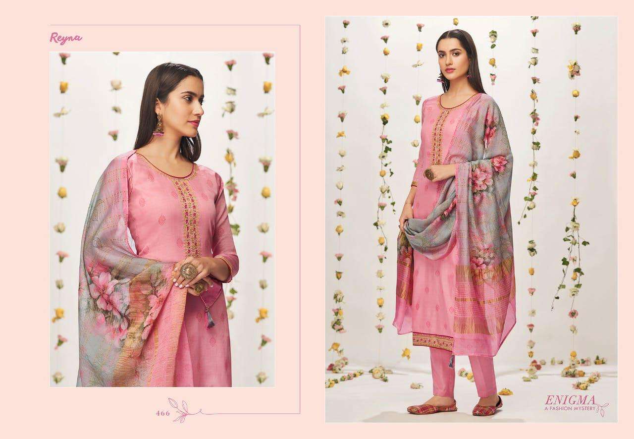 ENIGMA Y REYNA 461 TO 466 SERIES INDIAN TRADITIONAL WEAR COLLECTION BEAUTIFUL STYLISH FANCY COLORFUL PARTY WEAR & OCCASIONAL WEAR TUSSAR SILK DIGITAL PRINT WITH EMBROIDERY DRESSES AT WHOLESALE PRICE