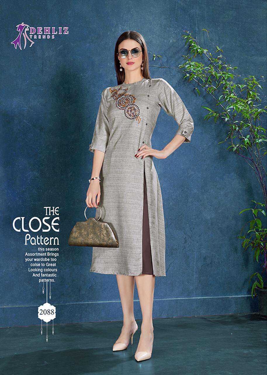 VED BY DEHLIZ TRENDS 2086 TO 2091 SERIES BEAUTIFUL STYLISH FANCY COLORFUL CASUAL WEAR & ETHNIC WEAR SILK EMBROIDERED KURTIS AT WHOLESALE PRICE