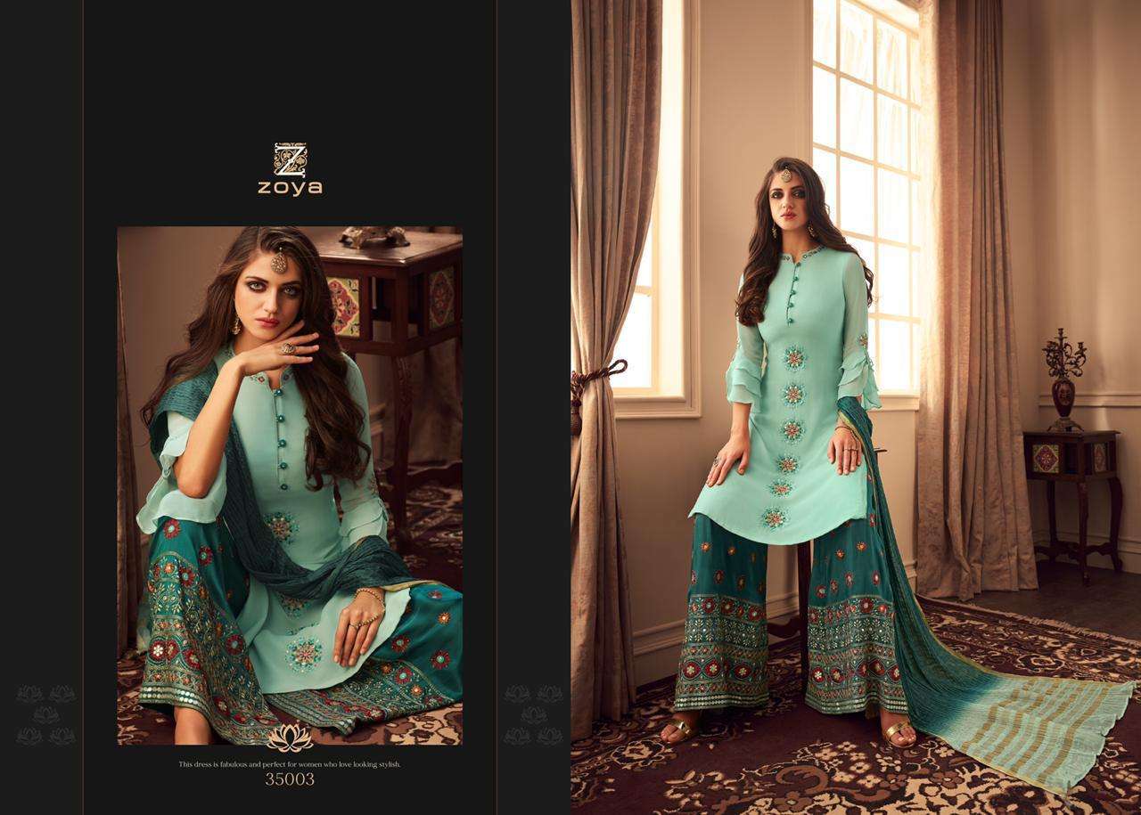 ELEGANCE BY ZOYA 35001 TO 35006 SERIES INDIAN TRADITIONAL WEAR COLLECTION BEAUTIFUL STYLISH FANCY COLORFUL PARTY WEAR & OCCASIONAL WEAR UPADA WITH EMBROIDERY DRESSES AT WHOLESALE PRICE