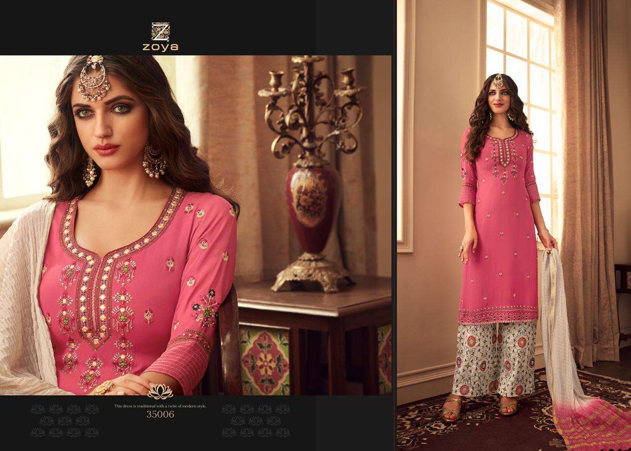 ELEGANCE BY ZOYA 35001 TO 35006 SERIES INDIAN TRADITIONAL WEAR COLLECTION BEAUTIFUL STYLISH FANCY COLORFUL PARTY WEAR & OCCASIONAL WEAR UPADA WITH EMBROIDERY DRESSES AT WHOLESALE PRICE