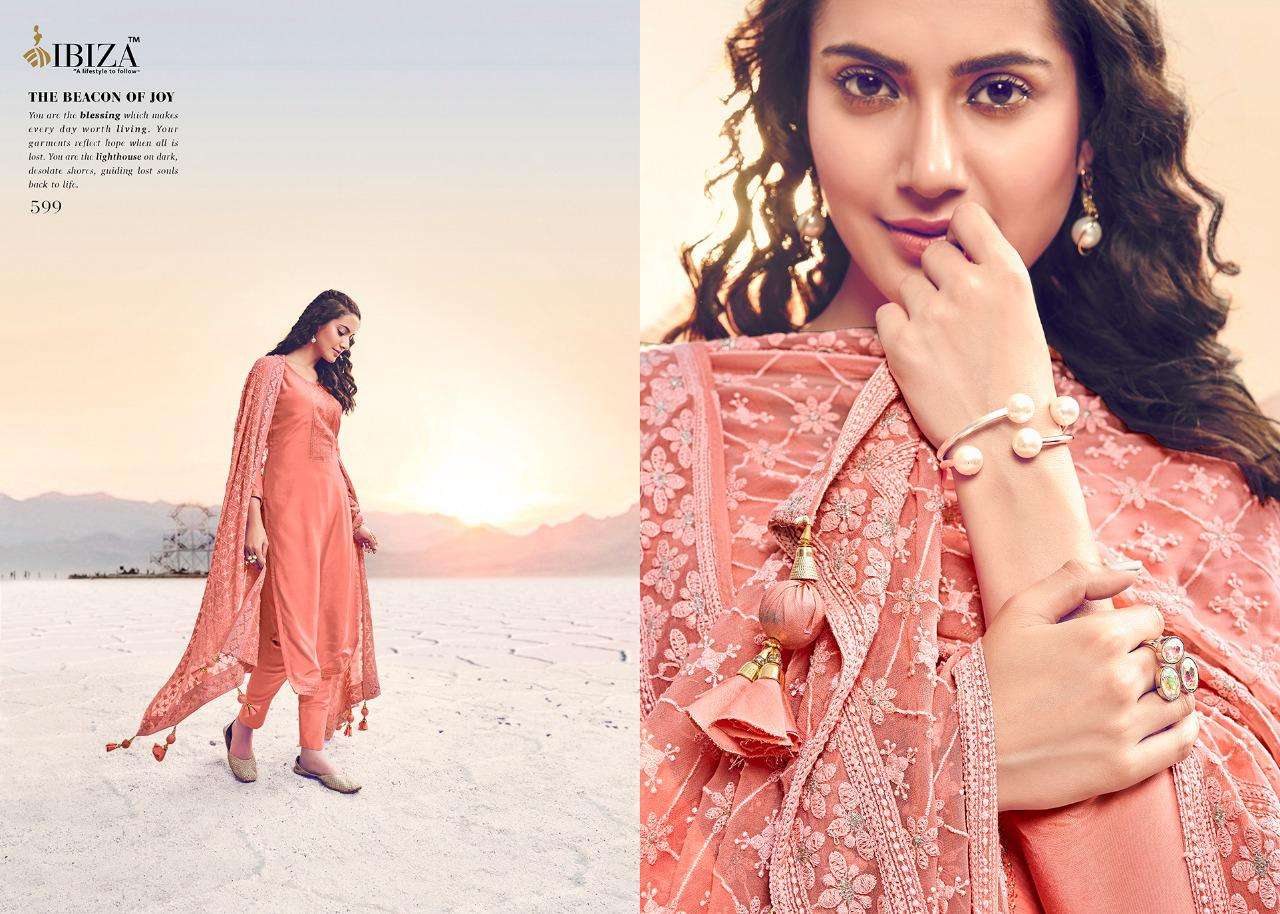 LAKHNAWI BY IBIZA 595 TO 600 SERIES BEAUTIFUL SUITS STYLISH FANCY COLORFUL PARTY WEAR & OCCASIONAL WEAR PURE VISCOSE MUSLIN WITH EMBROIDERY DRESSES AT WHOLESALE PRICE
