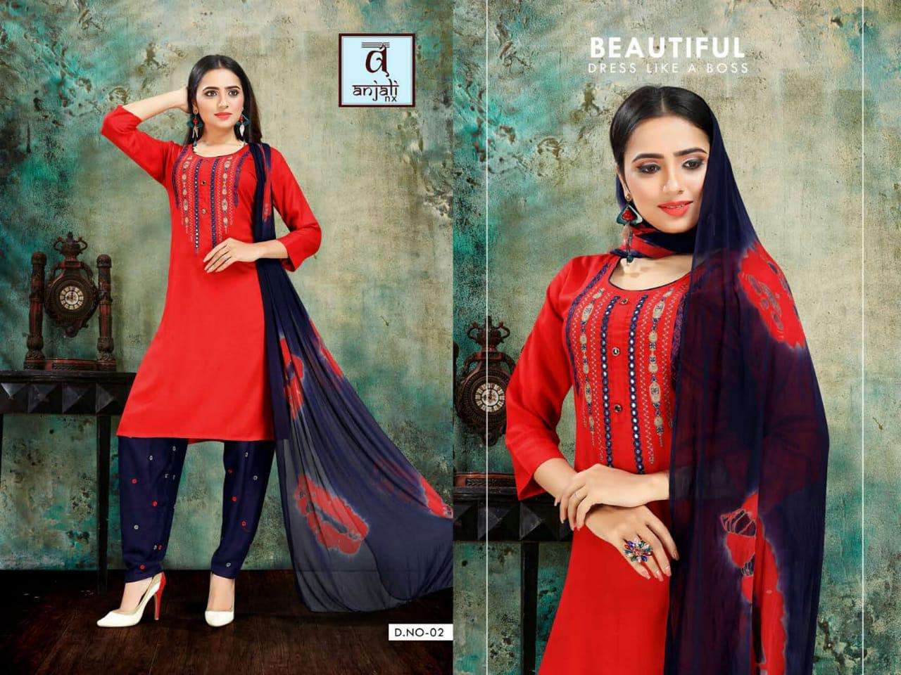 AISHWARIYA VOL-3 BY ANJALI NX 01 TO 07 SERIES BEAUTIFUL SUITS STYLISH FANCY COLORFUL PARTY WEAR & OCCASIONAL WEAR RAYON 14 KG DRESSES AT WHOLESALE PRICE