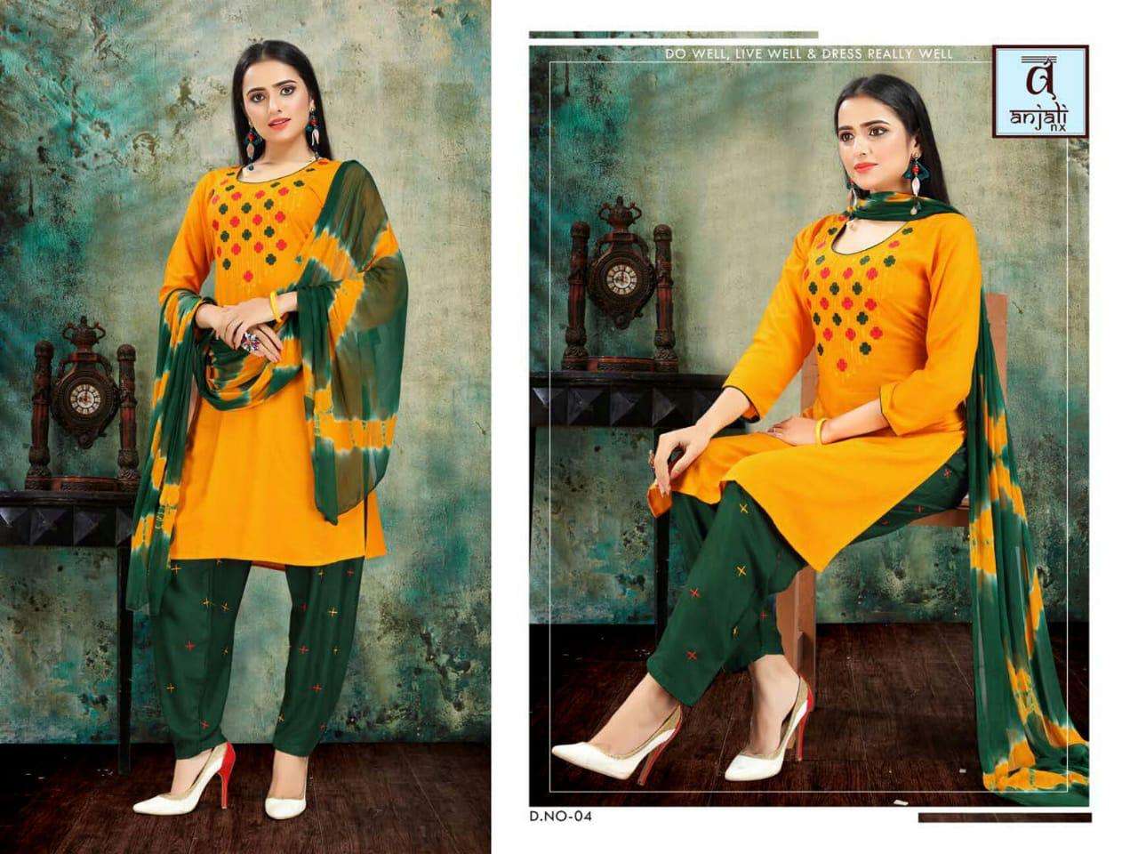 AISHWARIYA VOL-3 BY ANJALI NX 01 TO 07 SERIES BEAUTIFUL SUITS STYLISH FANCY COLORFUL PARTY WEAR & OCCASIONAL WEAR RAYON 14 KG DRESSES AT WHOLESALE PRICE
