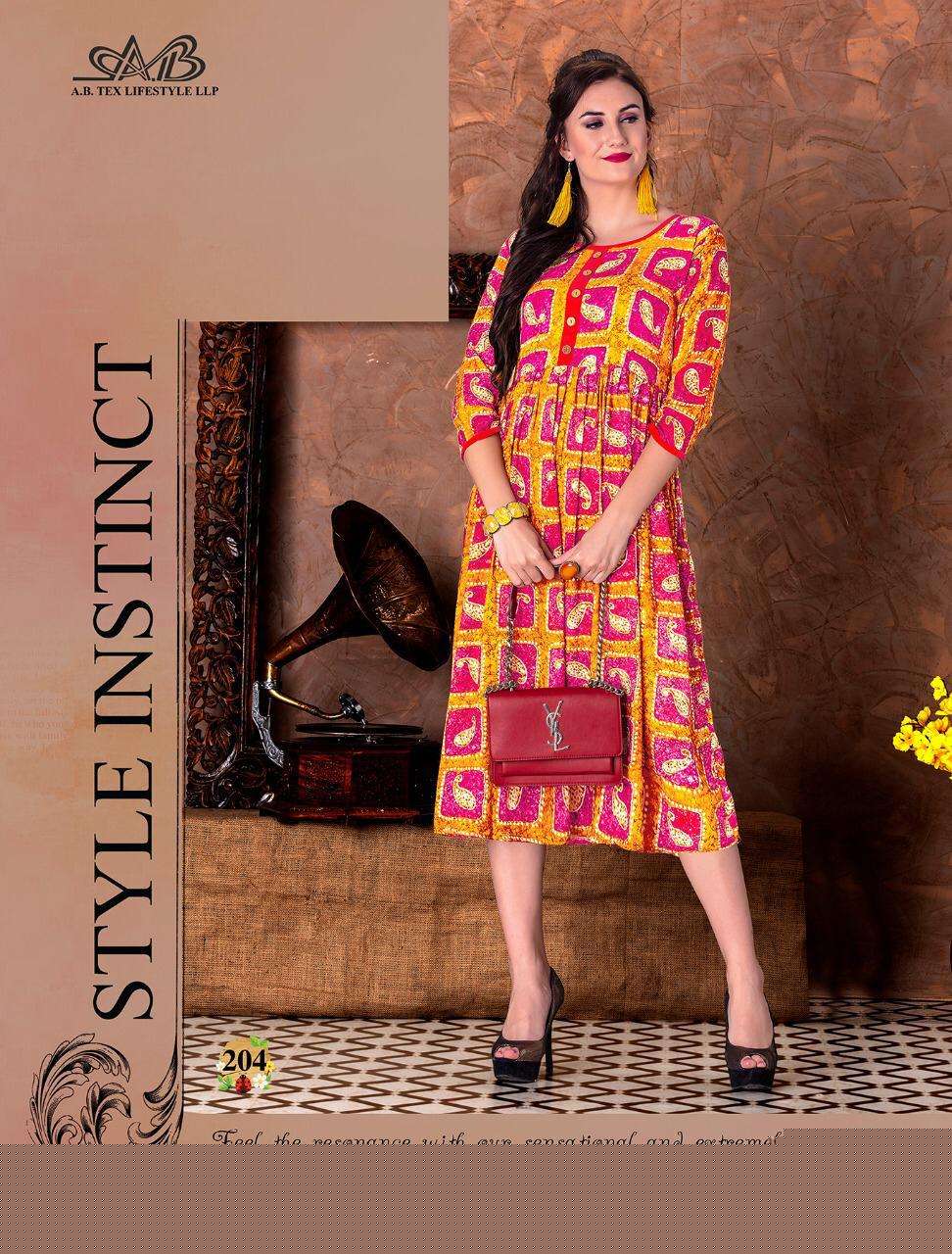 SUHANI BY A.B FASHION 201 TO 207 SERIES BEAUTIFUL STYLISH FANCY COLORFUL CASUAL WEAR & ETHNIC WEAR HEAVY RAYON PRINTED KURTIS AT WHOLESALE PRICE