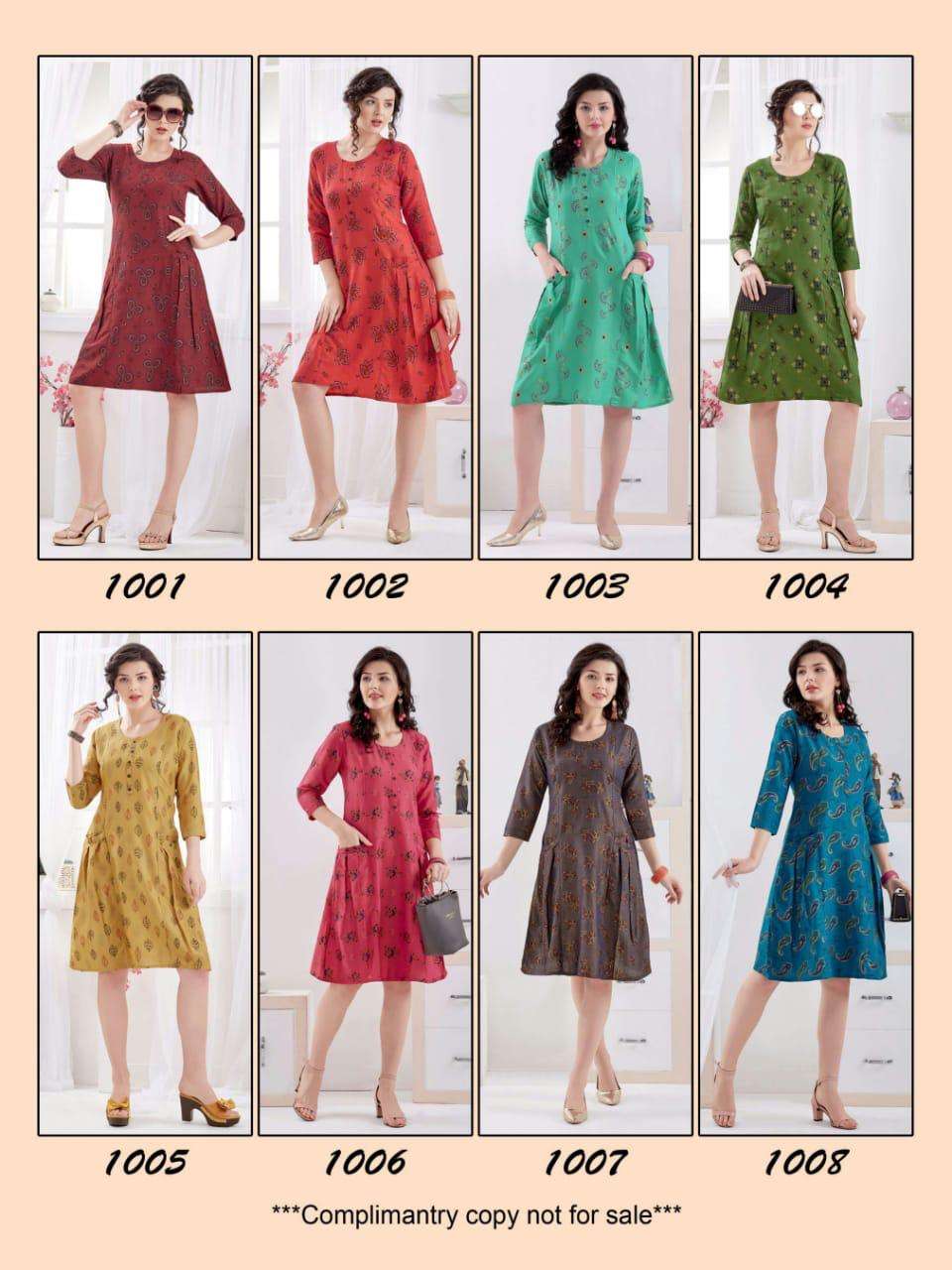 ICON PRINT BY RAJVEE 1001 TO 1008 SERIES BEAUTIFUL STYLISH FANCY COLORFUL CASUAL WEAR & ETHNIC WEAR RAYON CROSS PRINTED KURTIS AT WHOLESALE PRICE
