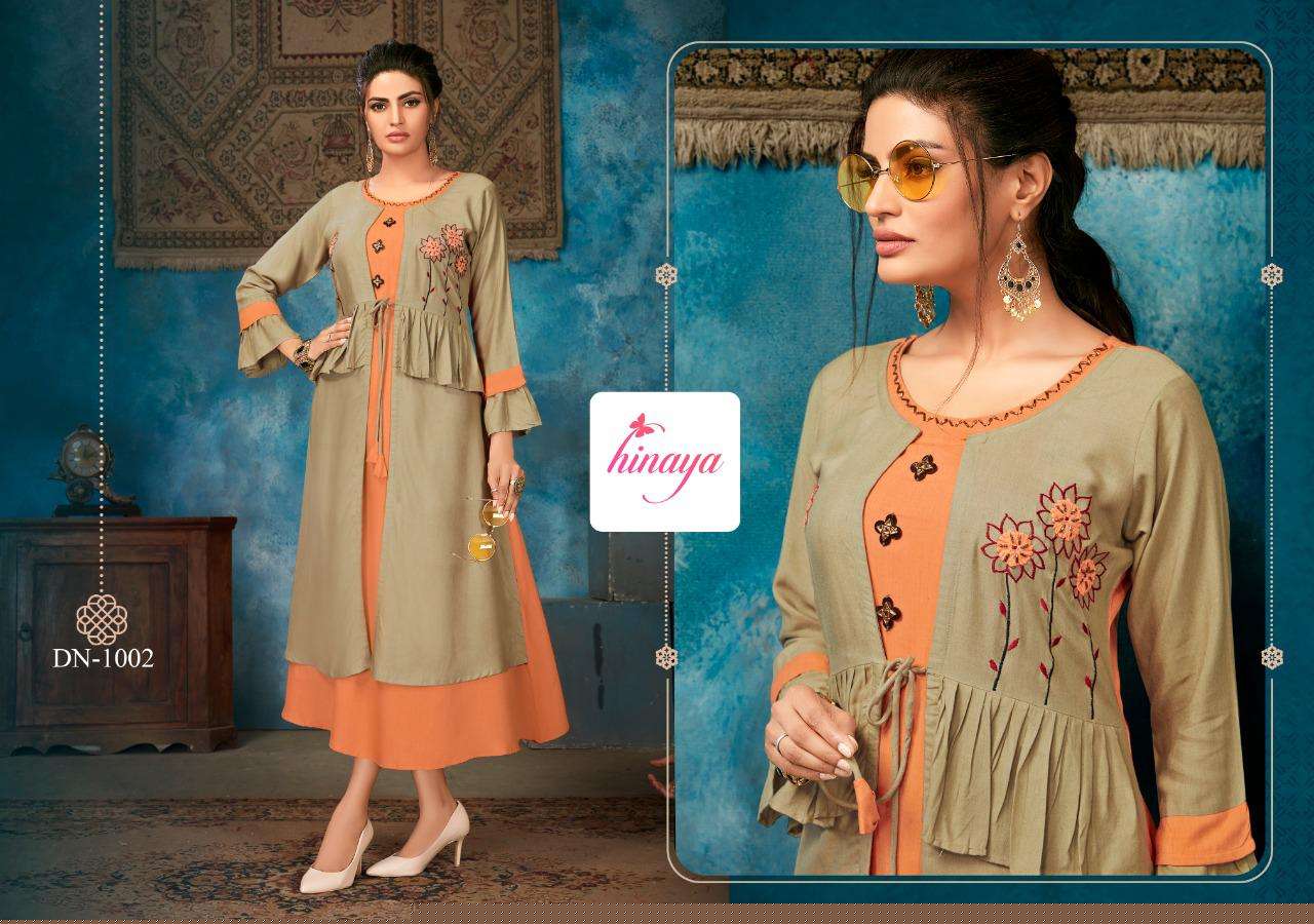 KAREENA VOL-2 BY HINAYA 1001 TO 1006 SERIES BEAUTIFUL COLORFUL STYLISH FANCY CASUAL WEAR & ETHNIC WEAR & READY TO WEAR RAYON DIGITAL PRINTED KURTIS AT WHOLESALE PRICE
