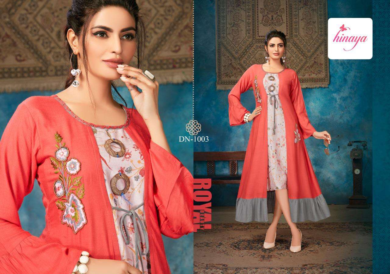KAREENA VOL-2 BY HINAYA 1001 TO 1006 SERIES BEAUTIFUL COLORFUL STYLISH FANCY CASUAL WEAR & ETHNIC WEAR & READY TO WEAR RAYON DIGITAL PRINTED KURTIS AT WHOLESALE PRICE