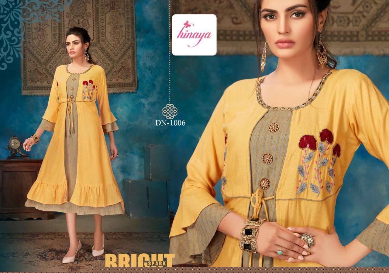 KAREENA VOL-2 BY HINAYA 1001 TO 1006 SERIES BEAUTIFUL COLORFUL STYLISH FANCY CASUAL WEAR & ETHNIC WEAR & READY TO WEAR RAYON DIGITAL PRINTED KURTIS AT WHOLESALE PRICE