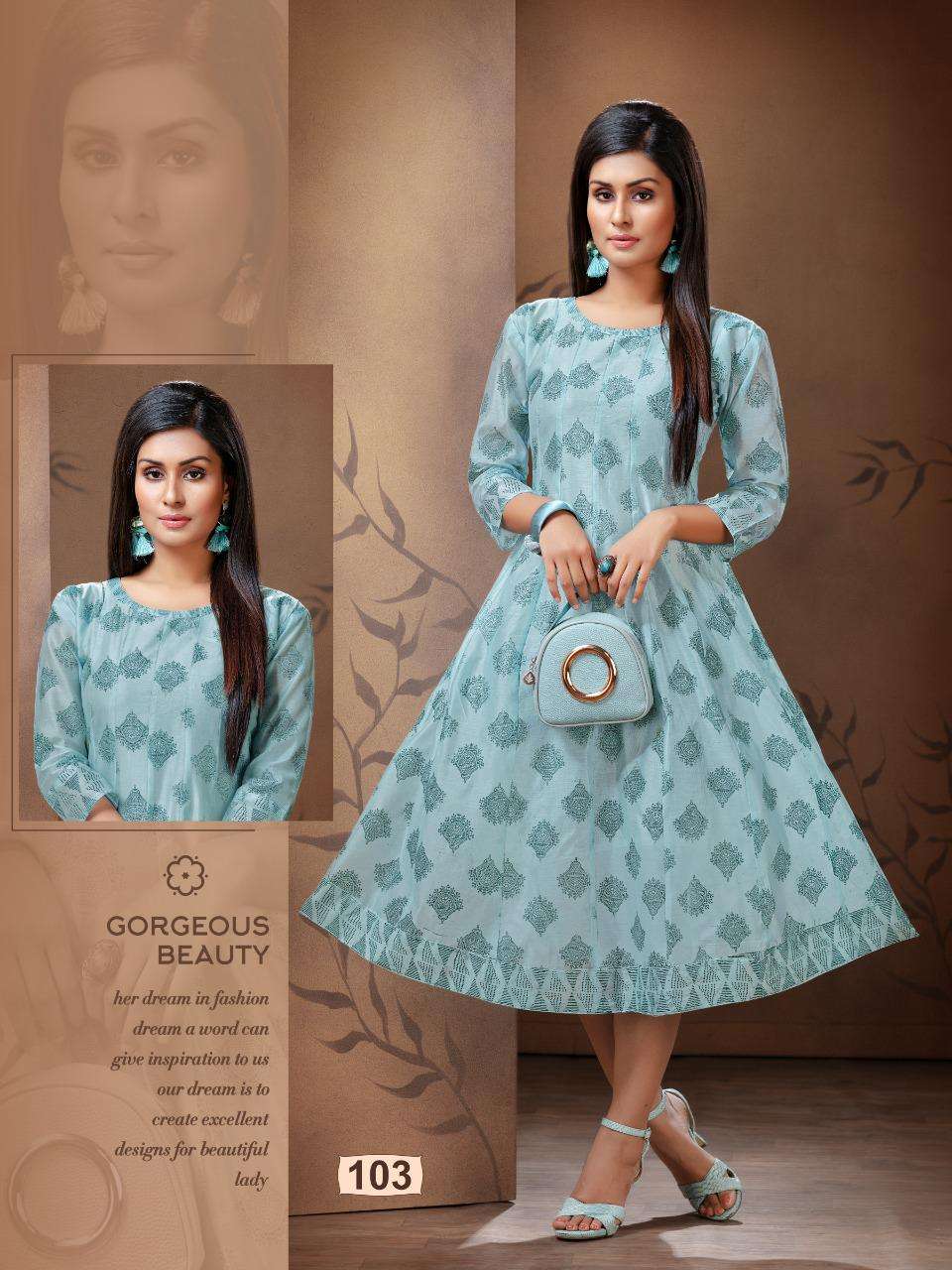 SWEET GIRL BY VIYASSA 101 TO 108 SERIES BEAUTIFUL COLORFUL STYLISH FANCY CASUAL WEAR & ETHNIC WEAR & READY TO WEAR HEAVY BANGLORI SILKKURTIS AT WHOLESALE PRICE