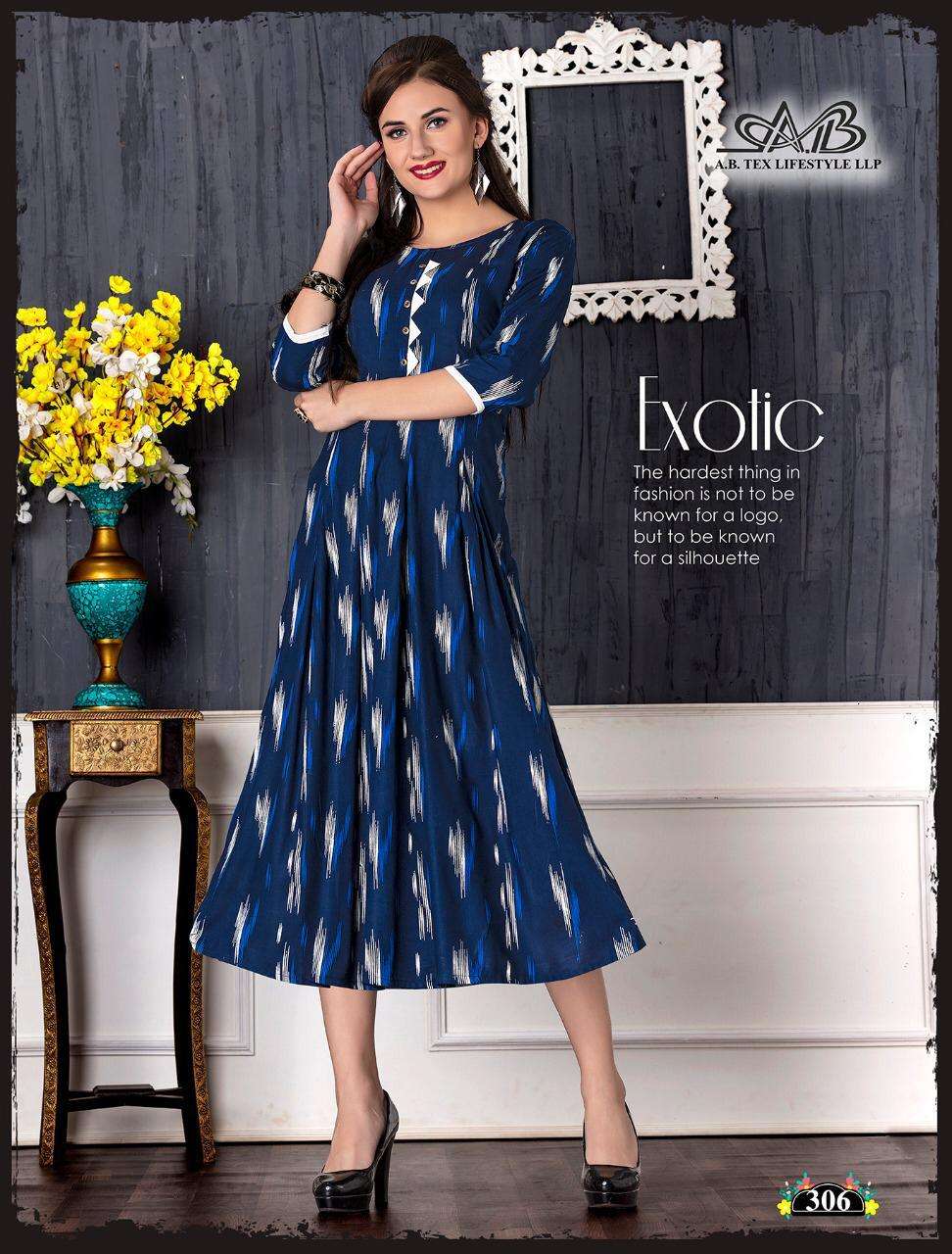 MONI BY A,B FASHION 301 TO 311 SERIES BEAUTIFUL COLORFUL STYLISH FANCY CASUAL WEAR & ETHNIC WEAR & READY TO WEAR RAYON PRINTED KURTIS AT WHOLESALE PRICE