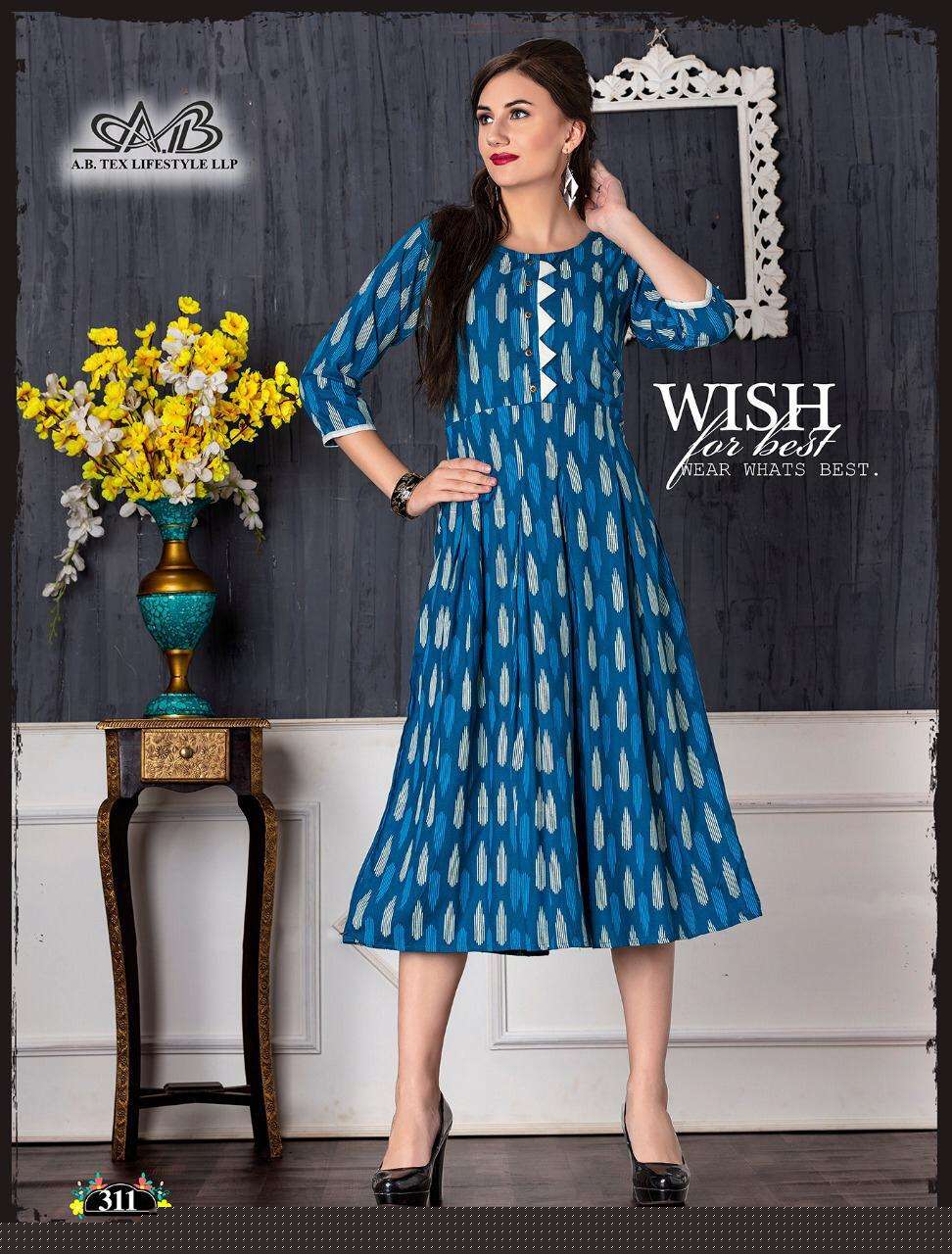 MONI BY A,B FASHION 301 TO 311 SERIES BEAUTIFUL COLORFUL STYLISH FANCY CASUAL WEAR & ETHNIC WEAR & READY TO WEAR RAYON PRINTED KURTIS AT WHOLESALE PRICE