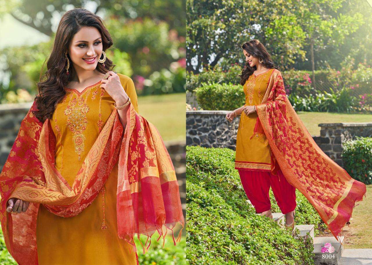 MENKA BY UTSAV SUITS 8001 TO 8008 SERIES BEAUTIFUL COLORFUL STYLISH PRETTY PARTY WEAR CASUAL WEAR OCCASIONAL WEAR JAM COTTON PRINTED EMBROIDERY DRESSES AT WHOLESALE PRICE