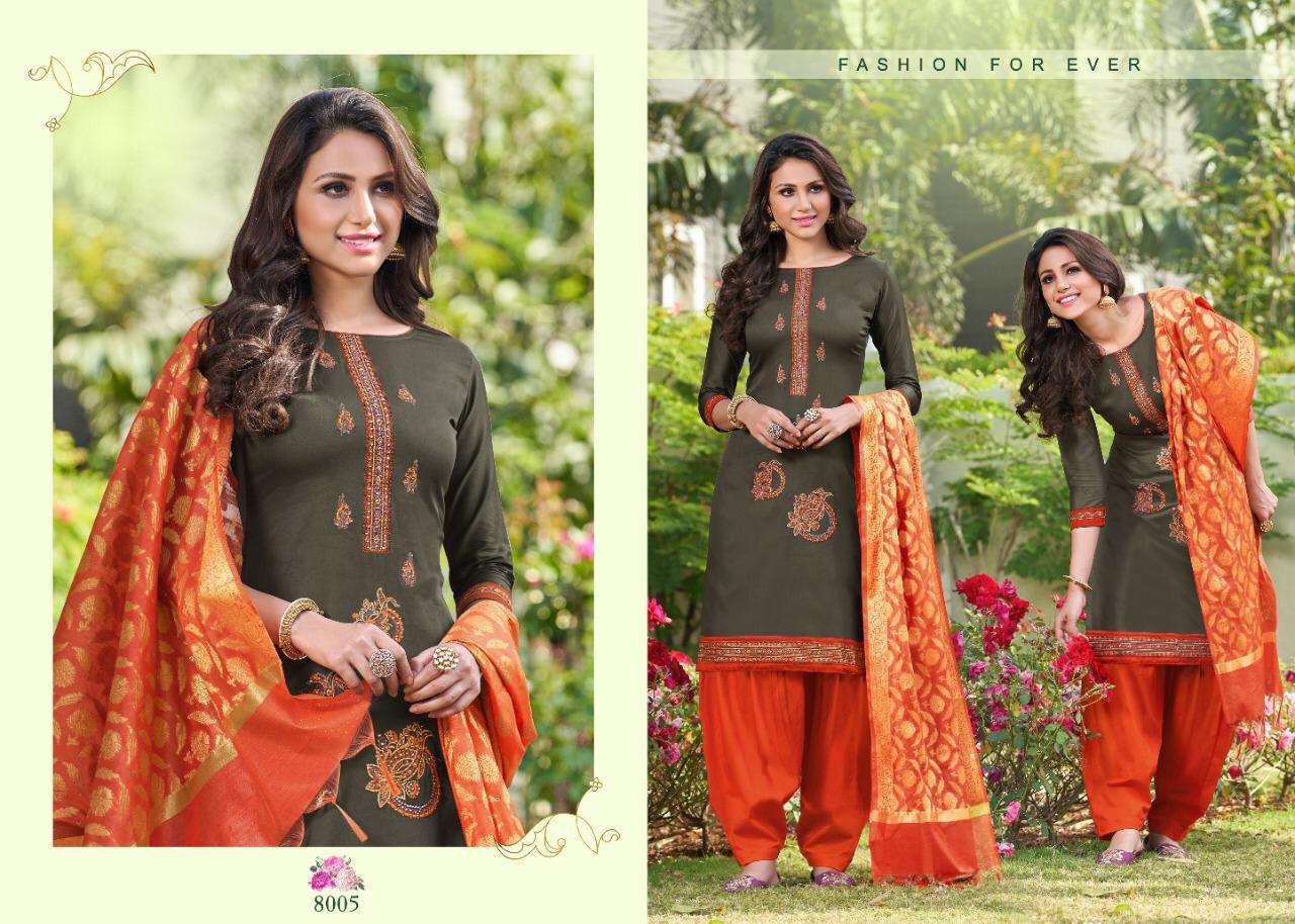 MENKA BY UTSAV SUITS 8001 TO 8008 SERIES BEAUTIFUL COLORFUL STYLISH PRETTY PARTY WEAR CASUAL WEAR OCCASIONAL WEAR JAM COTTON PRINTED EMBROIDERY DRESSES AT WHOLESALE PRICE