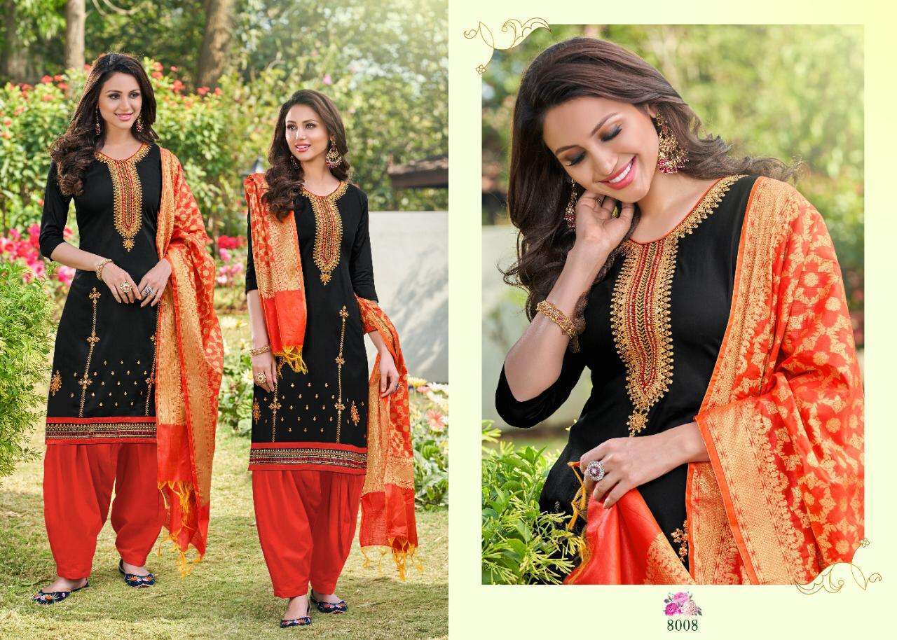 MENKA BY UTSAV SUITS 8001 TO 8008 SERIES BEAUTIFUL COLORFUL STYLISH PRETTY PARTY WEAR CASUAL WEAR OCCASIONAL WEAR JAM COTTON PRINTED EMBROIDERY DRESSES AT WHOLESALE PRICE