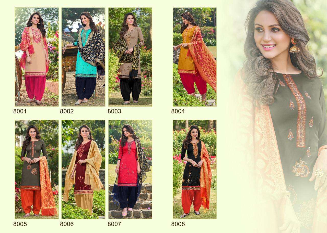 MENKA BY UTSAV SUITS 8001 TO 8008 SERIES BEAUTIFUL COLORFUL STYLISH PRETTY PARTY WEAR CASUAL WEAR OCCASIONAL WEAR JAM COTTON PRINTED EMBROIDERY DRESSES AT WHOLESALE PRICE