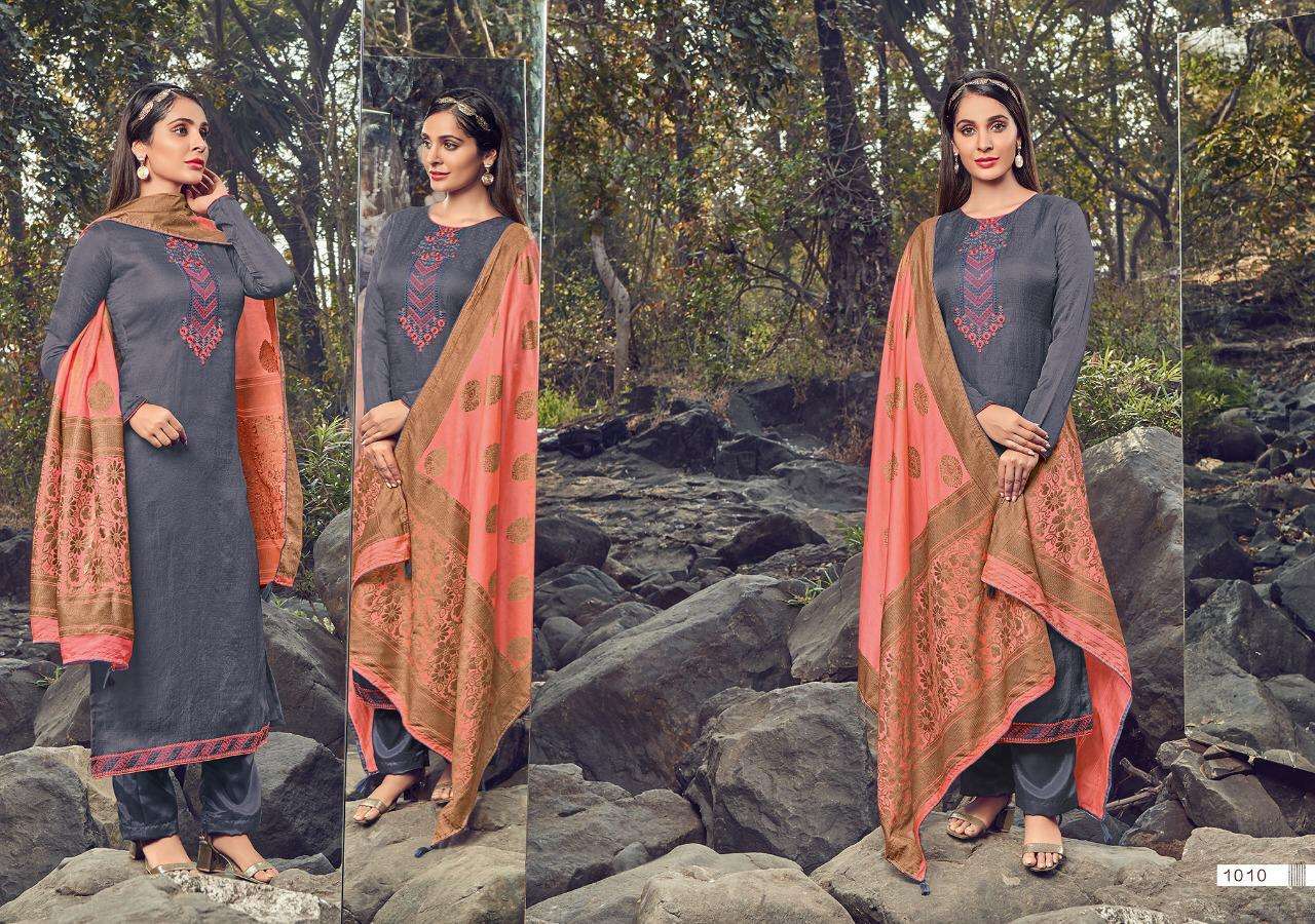 RANGEEN BY KASMEERA 1008 TO 1017 SERIES BEAUTIFUL COLORFUL STYLISH PRETTY PARTY WEAR CASUAL WEAR OCCASIONAL WEAR SILK SELF BUTTI EMBROIDERY DRESSES AT WHOLESALE PRICE