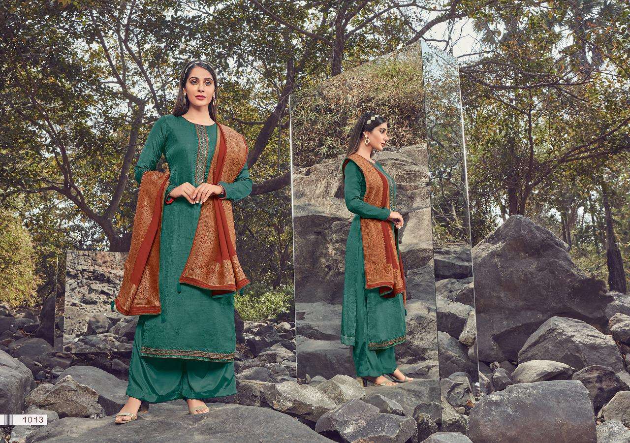RANGEEN BY KASMEERA 1008 TO 1017 SERIES BEAUTIFUL COLORFUL STYLISH PRETTY PARTY WEAR CASUAL WEAR OCCASIONAL WEAR SILK SELF BUTTI EMBROIDERY DRESSES AT WHOLESALE PRICE
