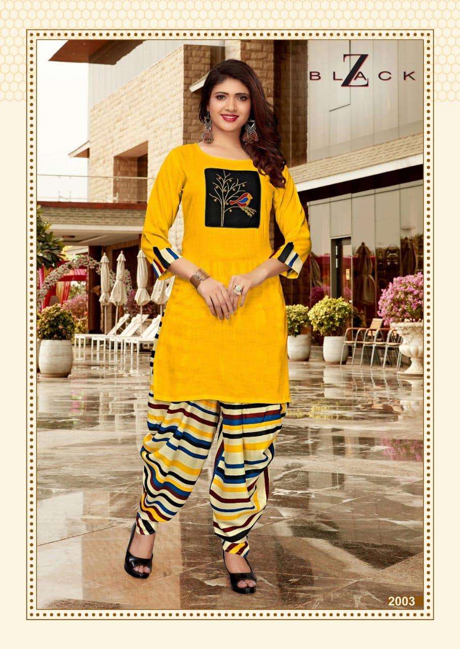 LAVISHA BY Z BLACK 2001 TO 2008 SERIES BEAUTIFUL STYLISH COLORFUL FANCY PARTY WEAR & ETHNIC WEAR & READY TO WEAR RAYON EMBROIDERED KURTIS WITH BOTTOM AT WHOLESALE PRICE