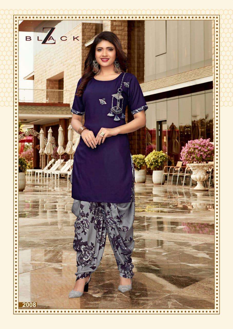 LAVISHA BY Z BLACK 2001 TO 2008 SERIES BEAUTIFUL STYLISH COLORFUL FANCY PARTY WEAR & ETHNIC WEAR & READY TO WEAR RAYON EMBROIDERED KURTIS WITH BOTTOM AT WHOLESALE PRICE