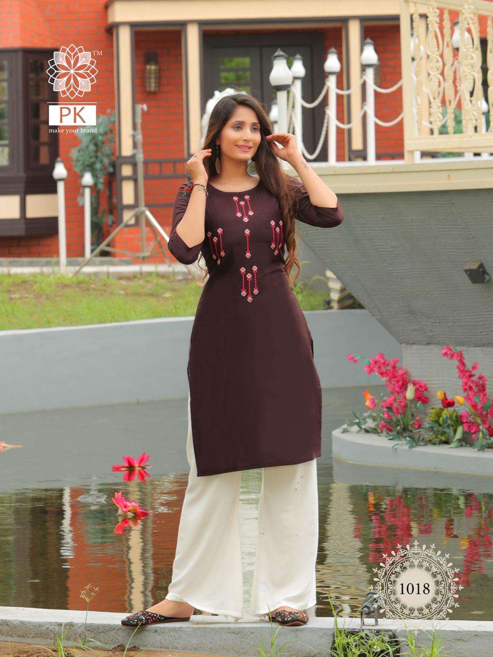 FASHION RAINBOW BY PK 1001 TO 1021 SERIES BEAUTIFUL STYLISH COLORFUL FANCY PARTY WEAR & ETHNIC WEAR & READY TO WEAR HEAVY COTTON WITH EMBROIDERY KURTIS AT WHOLESALE PRICE