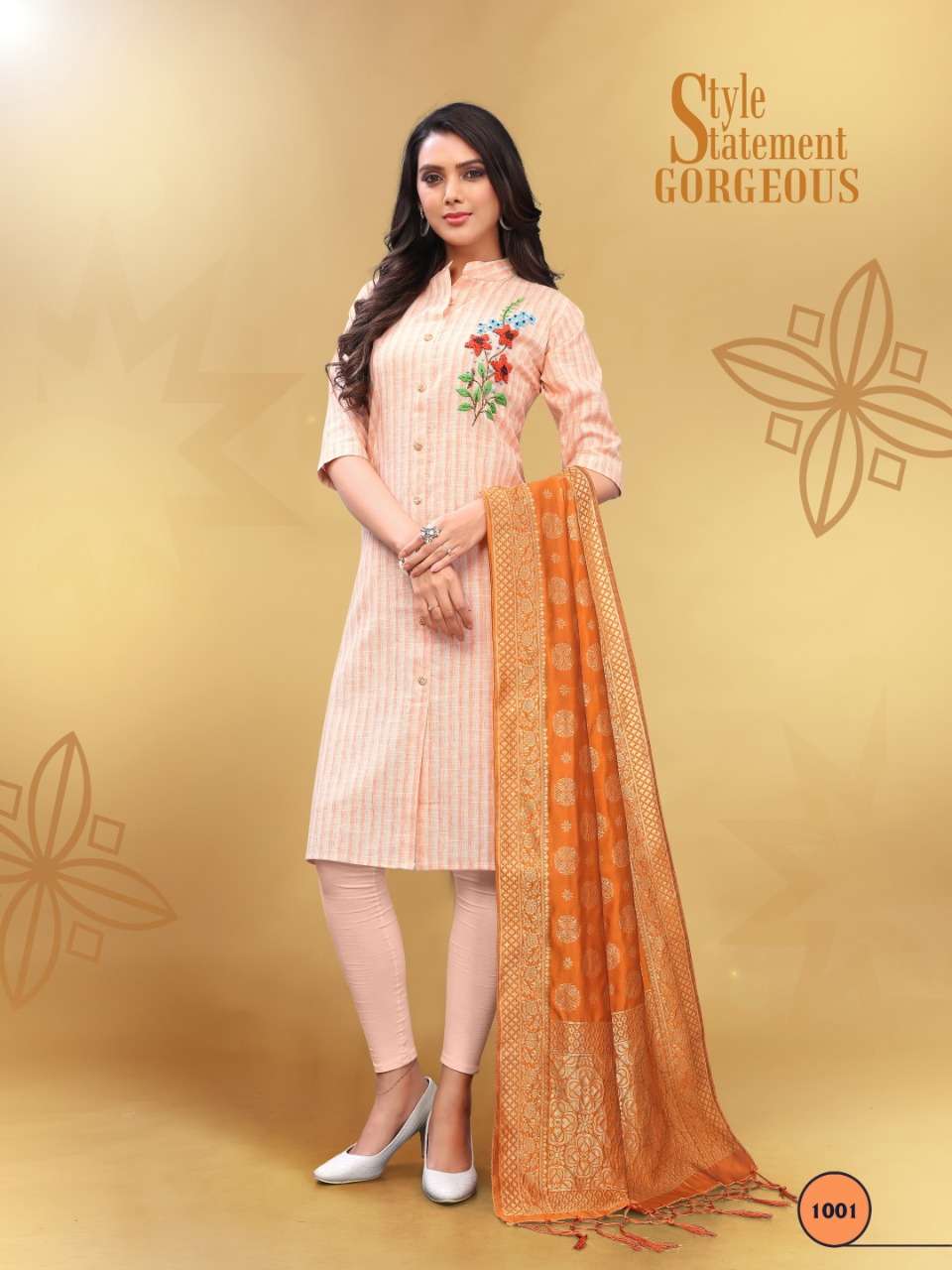 ODHANI BY VEE FAB 1001 TO 1004 SERIES BEAUTIFUL STYLISH COLORFUL FANCY PARTY WEAR & ETHNIC WEAR & READY TO WEAR SOUTH COTTON WITH HANDWORK KURTIS AT WHOLESALE PRICE