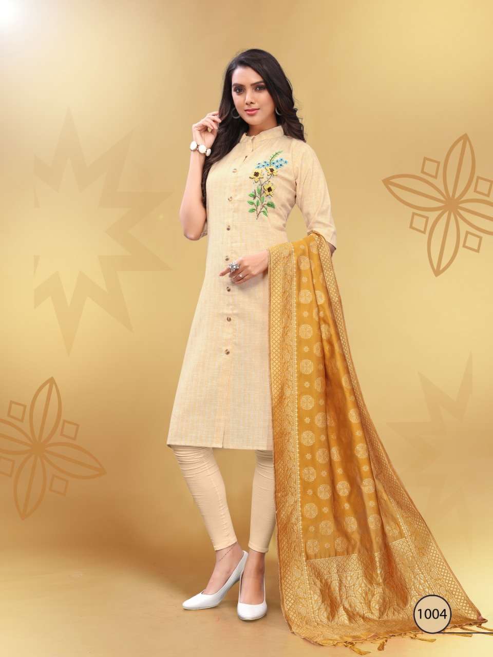 ODHANI BY VEE FAB 1001 TO 1004 SERIES BEAUTIFUL STYLISH COLORFUL FANCY PARTY WEAR & ETHNIC WEAR & READY TO WEAR SOUTH COTTON WITH HANDWORK KURTIS AT WHOLESALE PRICE