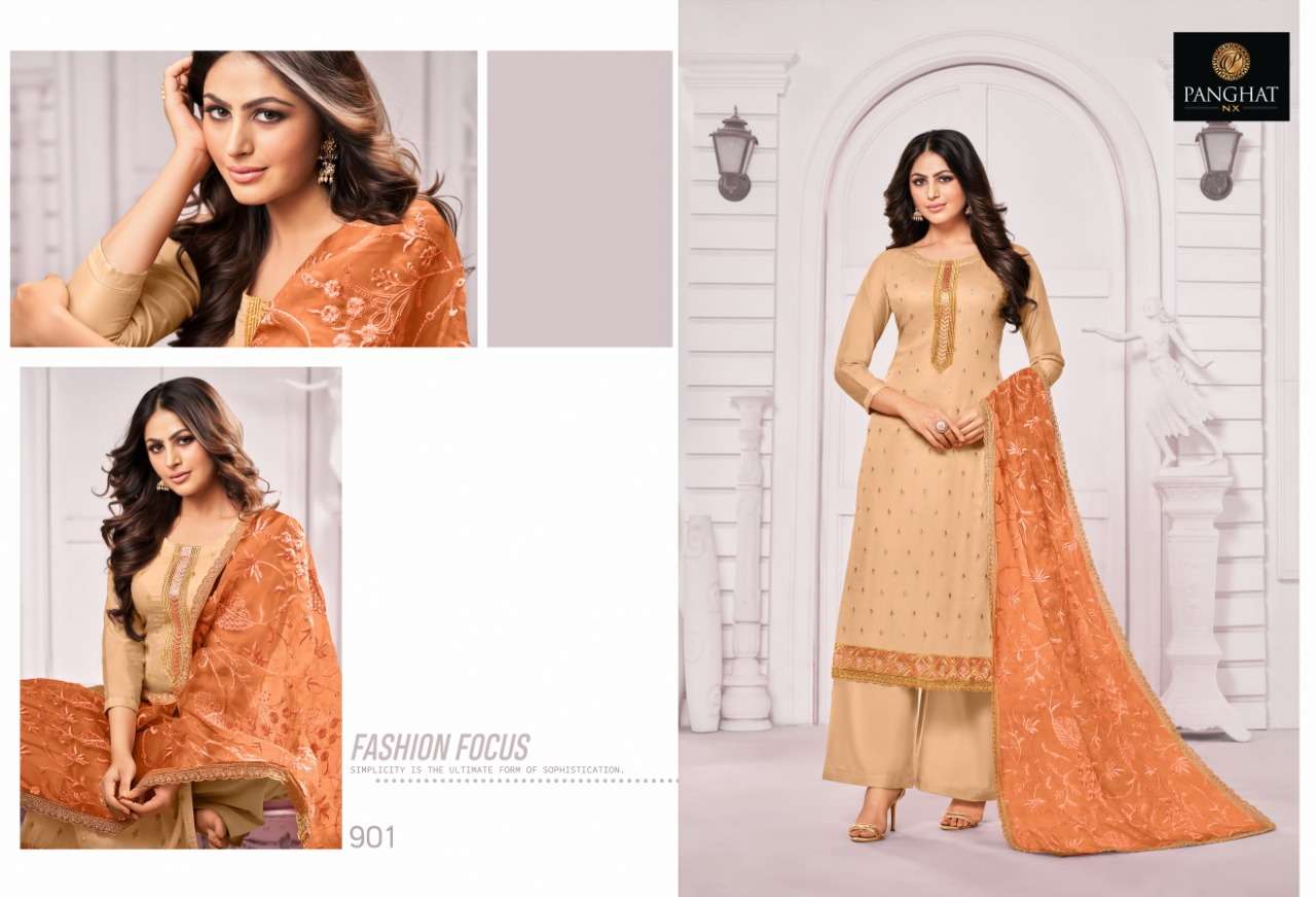 PANGHAT BY PANGHAT NX 900 TO 9008 SERIES BEAUTIFUL FANCY COLORFUL STYLISH PARTY WEAR & OCCASIONAL WEAR PURE JAM COTTON WITH EMBROIDERY DRESSES AT WHOLESALE PRICE