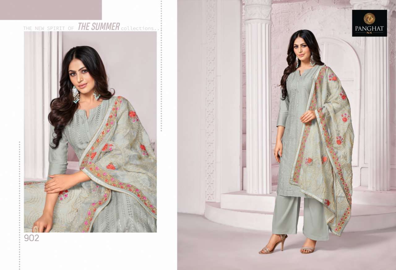 PANGHAT BY PANGHAT NX 900 TO 9008 SERIES BEAUTIFUL FANCY COLORFUL STYLISH PARTY WEAR & OCCASIONAL WEAR PURE JAM COTTON WITH EMBROIDERY DRESSES AT WHOLESALE PRICE