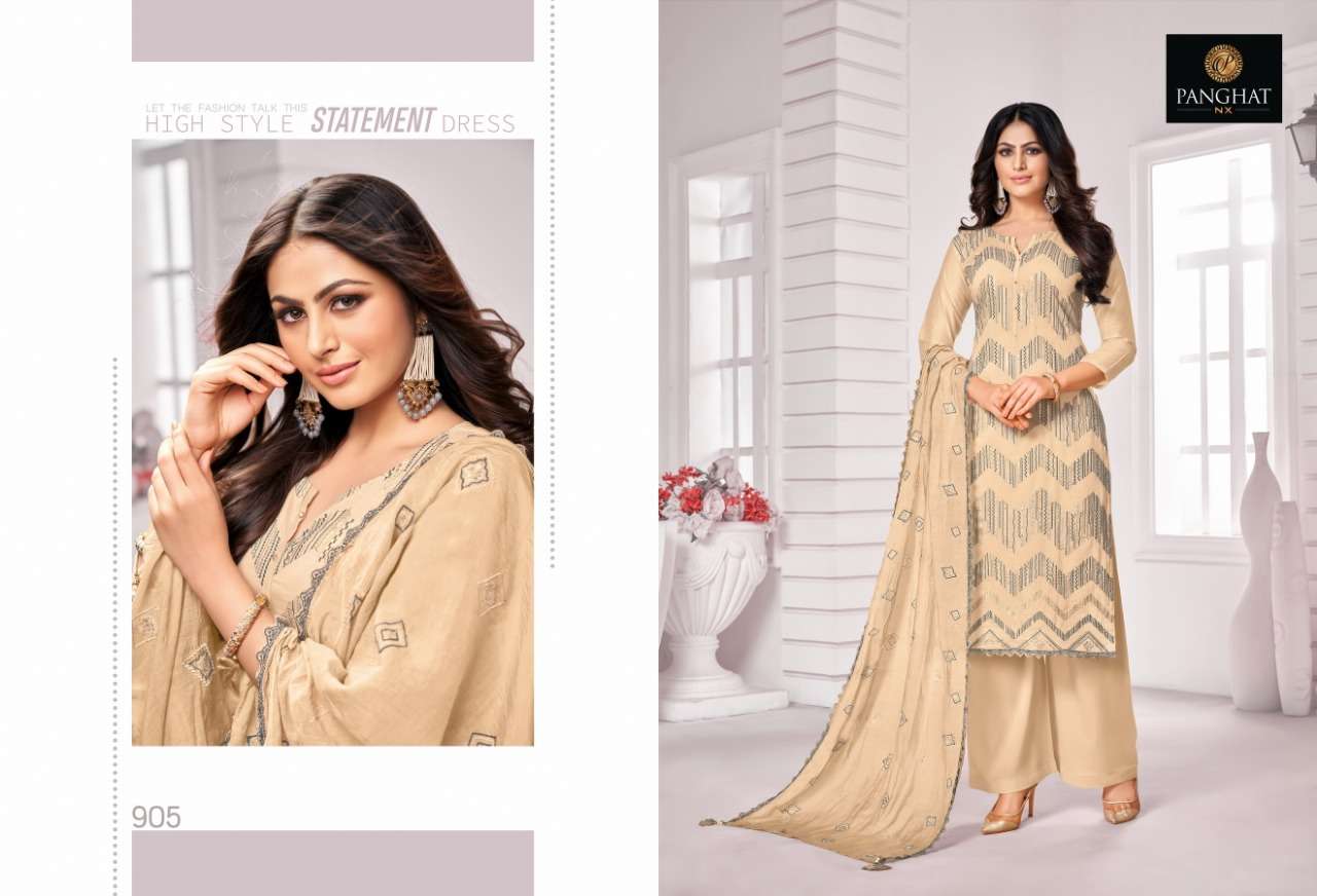PANGHAT BY PANGHAT NX 900 TO 9008 SERIES BEAUTIFUL FANCY COLORFUL STYLISH PARTY WEAR & OCCASIONAL WEAR PURE JAM COTTON WITH EMBROIDERY DRESSES AT WHOLESALE PRICE