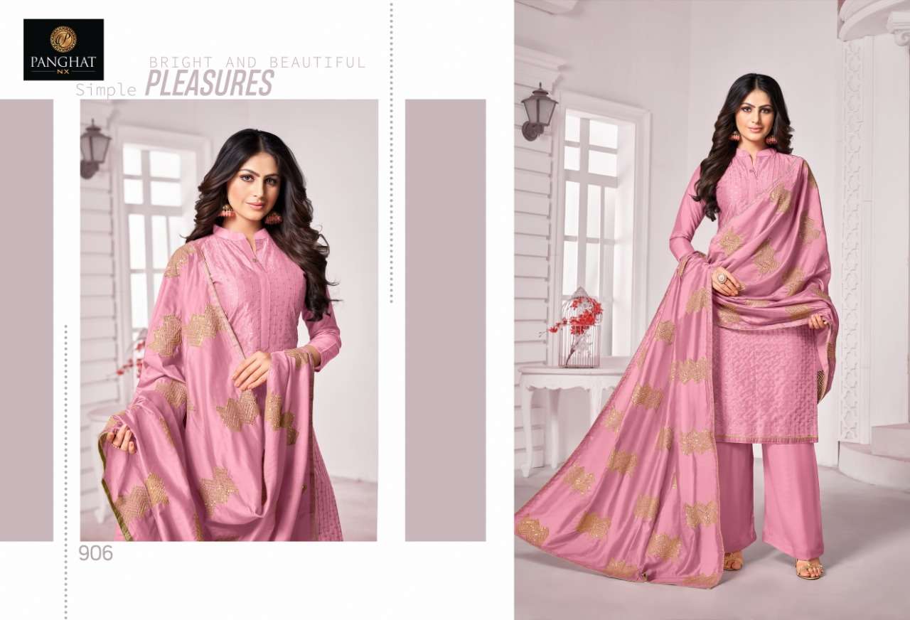 PANGHAT BY PANGHAT NX 900 TO 9008 SERIES BEAUTIFUL FANCY COLORFUL STYLISH PARTY WEAR & OCCASIONAL WEAR PURE JAM COTTON WITH EMBROIDERY DRESSES AT WHOLESALE PRICE