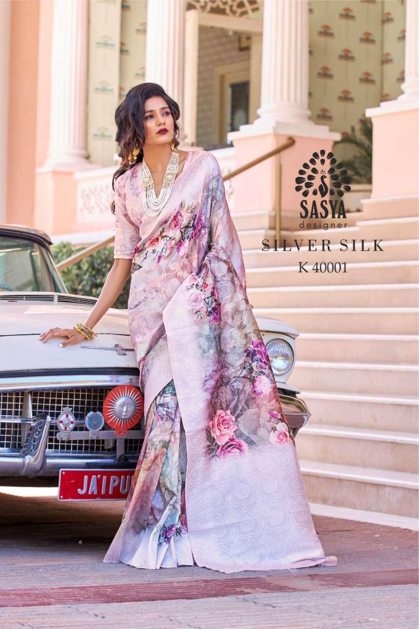 SILVER SILK BY SASYA DESIGNER 4001 TO 4010 SERIES INDIAN TRADITIONAL WEAR COLLECTION BEAUTIFUL STYLISH FANCY COLORFUL PARTY WEAR & OCCASIONAL WEAR PURE SILK JACQUARD SAREES AT WHOLESALE PRICE