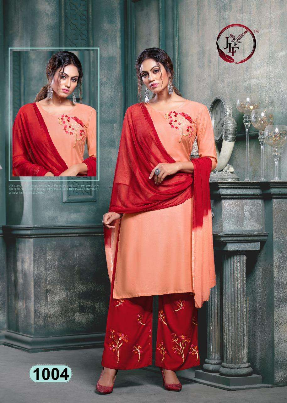 NARGIS BY JLF 1001 TO 1008 SERIES BEAUTIFUL COLORFUL STYLISH PRETTY PARTY WEAR CASUAL WEAR OCCASIONAL WEAR HEAVY RAYON 14 KG DRESSES AT WHOLESALE PRICE