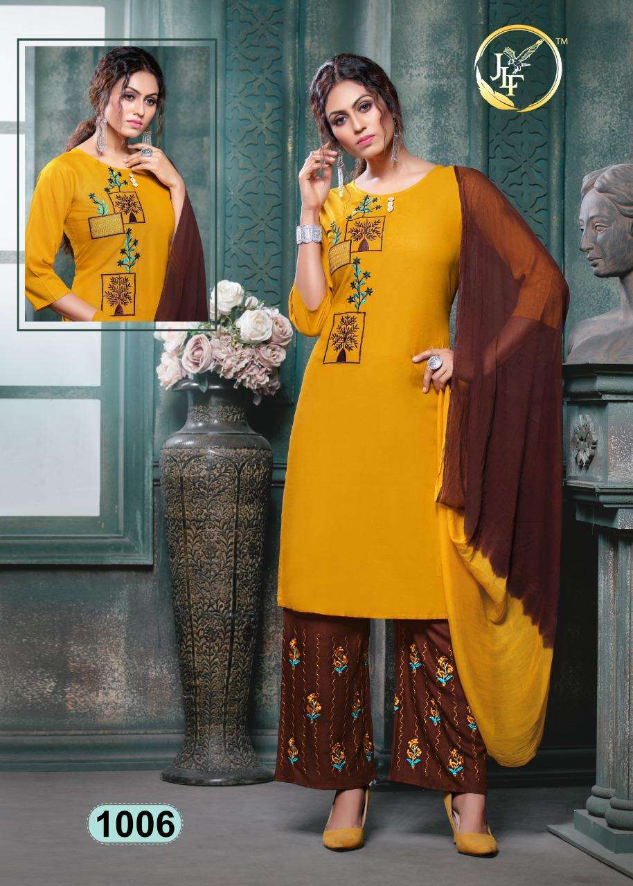 NARGIS BY JLF 1001 TO 1008 SERIES BEAUTIFUL COLORFUL STYLISH PRETTY PARTY WEAR CASUAL WEAR OCCASIONAL WEAR HEAVY RAYON 14 KG DRESSES AT WHOLESALE PRICE