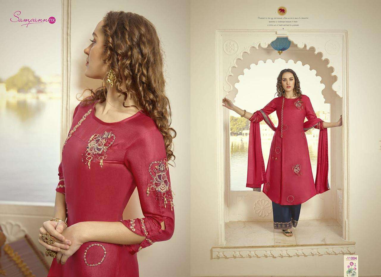 SAMREEN BY SAMPANN NX 11001 TO 1106 SERIES DESIGNER PAKISTANI SUITS BEAUTIFUL STYLISH FANCY COLORFUL PARTY WEAR & OCCASIONAL WEAR MODAL SATIN DRESSES AT WHOLESALE PRICE