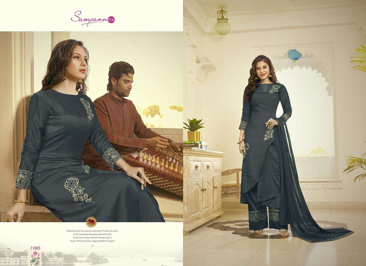 SAMREEN BY SAMPANN NX 11001 TO 1106 SERIES DESIGNER PAKISTANI SUITS BEAUTIFUL STYLISH FANCY COLORFUL PARTY WEAR & OCCASIONAL WEAR MODAL SATIN DRESSES AT WHOLESALE PRICE