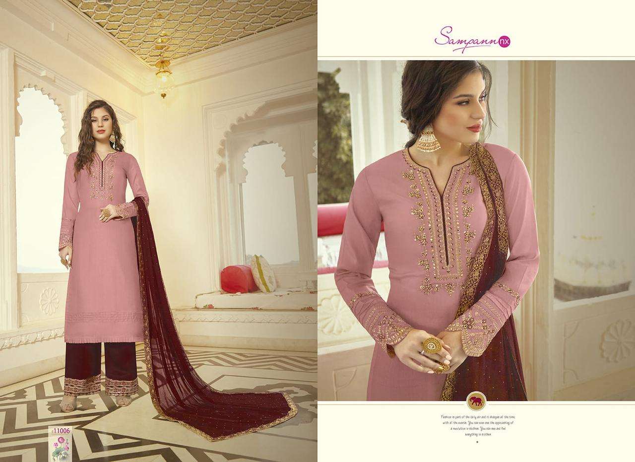 SAMREEN BY SAMPANN NX 11001 TO 1106 SERIES DESIGNER PAKISTANI SUITS BEAUTIFUL STYLISH FANCY COLORFUL PARTY WEAR & OCCASIONAL WEAR MODAL SATIN DRESSES AT WHOLESALE PRICE