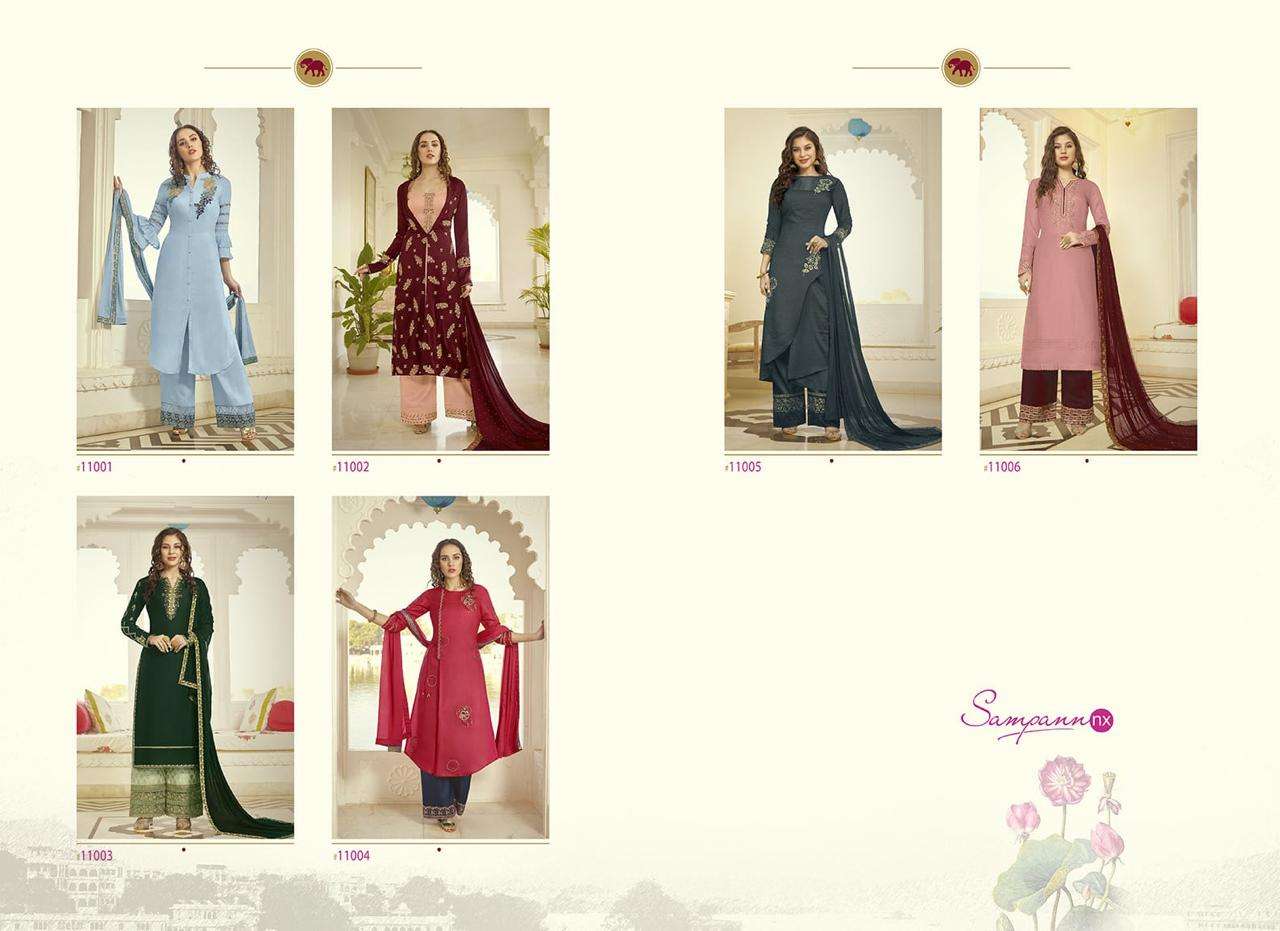 SAMREEN BY SAMPANN NX 11001 TO 1106 SERIES DESIGNER PAKISTANI SUITS BEAUTIFUL STYLISH FANCY COLORFUL PARTY WEAR & OCCASIONAL WEAR MODAL SATIN DRESSES AT WHOLESALE PRICE