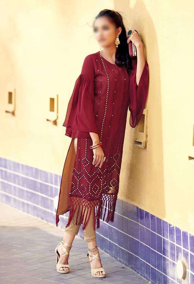 LUXURY PRET COLLECTION VOL-24 BY HIBA FASHION 2401 TO 2404 SERIES STYLISH FANCY BEAUTIFUL COLORFUL CASUAL WEAR & ETHNIC WEAR PURE GEORGETTE KURTIS WITH BOTTOM AT WHOLESALE PRICE