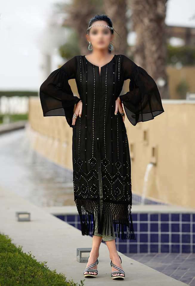 LUXURY PRET COLLECTION VOL-24 BY HIBA FASHION 2401 TO 2404 SERIES STYLISH FANCY BEAUTIFUL COLORFUL CASUAL WEAR & ETHNIC WEAR PURE GEORGETTE KURTIS WITH BOTTOM AT WHOLESALE PRICE