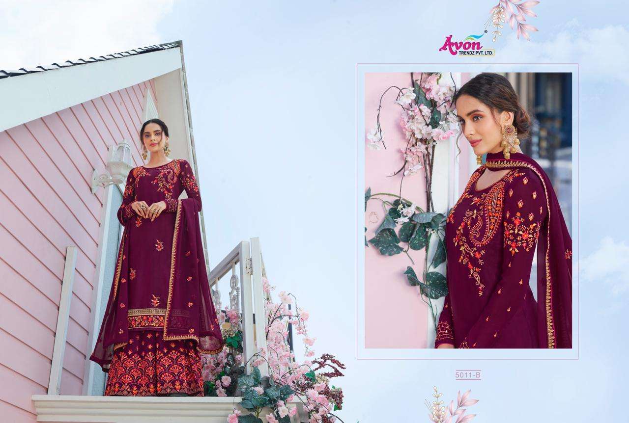 COLOUR CARNIVAL VOL-10 BY AVON TRENDZ 5011-A TO 5011-D SERIES DESIGNER SUITS BEAUTIFUL STYLISH FANCY COLORFUL PARTY WEAR & ETHNIC WEAR SOFT SILK WITH EMBROIDERY DRESSES AT WHOLESALE PRICE