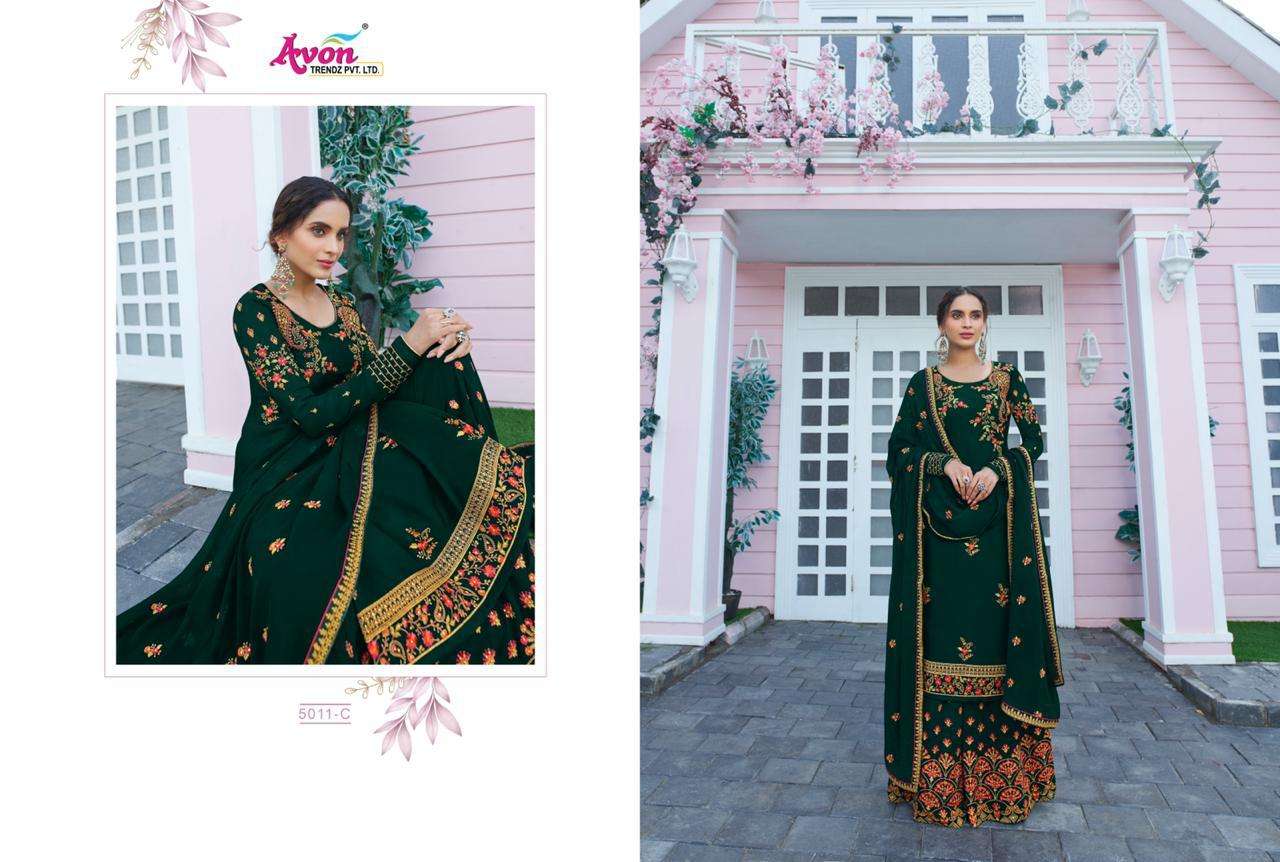 COLOUR CARNIVAL VOL-10 BY AVON TRENDZ 5011-A TO 5011-D SERIES DESIGNER SUITS BEAUTIFUL STYLISH FANCY COLORFUL PARTY WEAR & ETHNIC WEAR SOFT SILK WITH EMBROIDERY DRESSES AT WHOLESALE PRICE