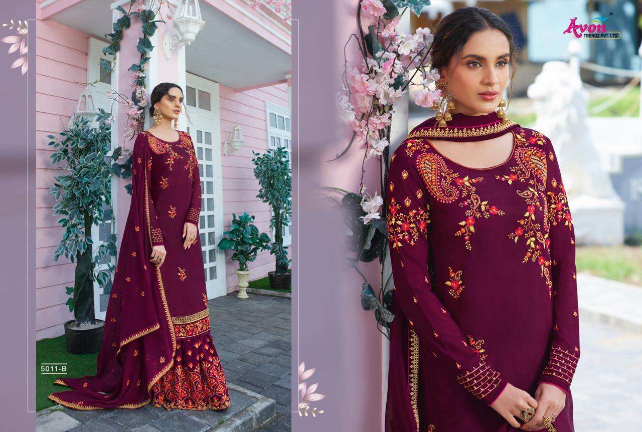 COLOUR CARNIVAL VOL-10 BY AVON TRENDZ 5011-A TO 5011-D SERIES DESIGNER SUITS BEAUTIFUL STYLISH FANCY COLORFUL PARTY WEAR & ETHNIC WEAR SOFT SILK WITH EMBROIDERY DRESSES AT WHOLESALE PRICE