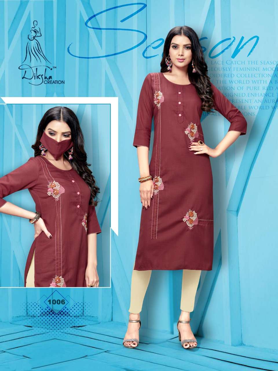 LIVAA BY DIKSHA FASHION 1001 TO 1008 SERIES BEAUTIFUL STYLISH COLORFUL FANCY PARTY WEAR & ETHNIC WEAR & READY TO WEAR SLUB MAGIC RAYON 14 KG KURTIS AT WHOLESALE PRICE