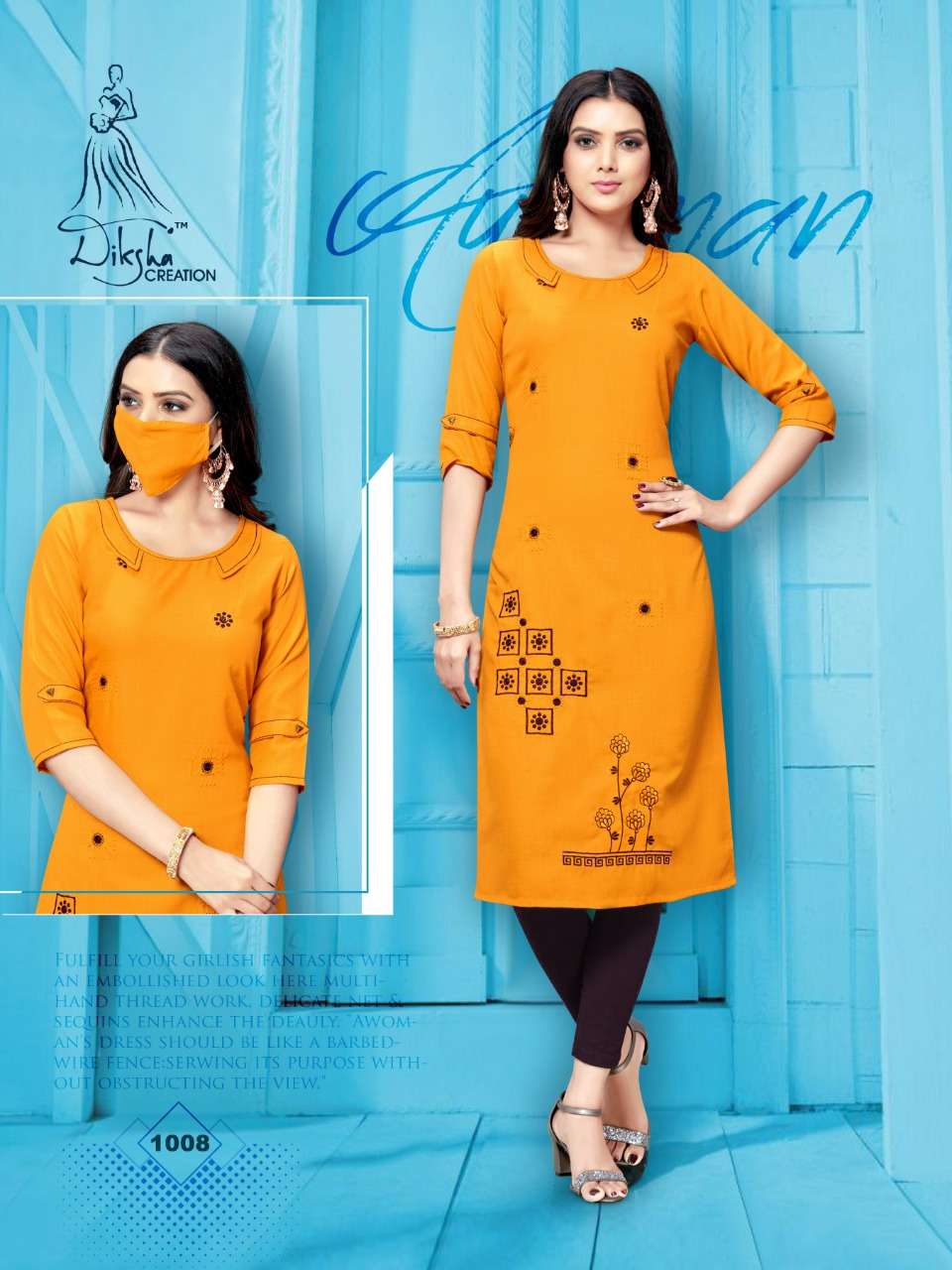 LIVAA BY DIKSHA FASHION 1001 TO 1008 SERIES BEAUTIFUL STYLISH COLORFUL FANCY PARTY WEAR & ETHNIC WEAR & READY TO WEAR SLUB MAGIC RAYON 14 KG KURTIS AT WHOLESALE PRICE