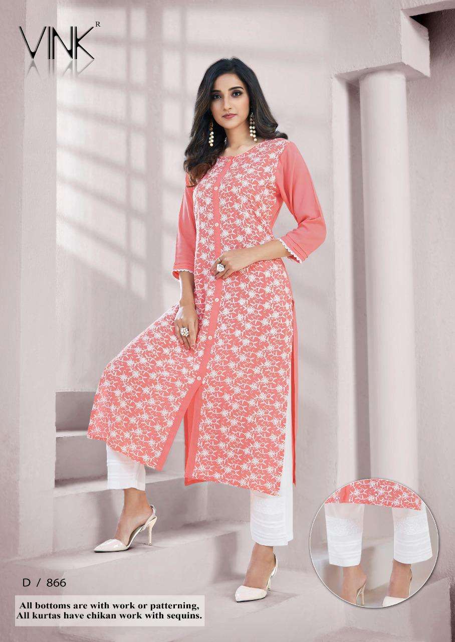 LUCKNOWI VOL-2 BY VINK 861 TO 868 SERIES BEAUTIFUL STYLISH COLORFUL FANCY PARTY WEAR & ETHNIC WEAR & READY TO WEAR PURE RAYON KURTIS AT WHOLESALE PRICE