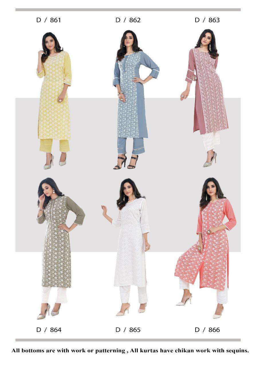 LUCKNOWI VOL-2 BY VINK 861 TO 868 SERIES BEAUTIFUL STYLISH COLORFUL FANCY PARTY WEAR & ETHNIC WEAR & READY TO WEAR PURE RAYON KURTIS AT WHOLESALE PRICE