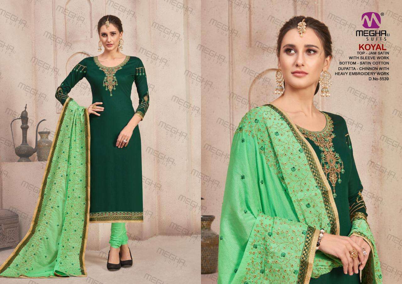 KOYAL BY MEGHALI SUITS 5535 TO 5540 SERIES BEAUTIFUL SUITS COLORFUL STYLISH FANCY CASUAL WEAR & ETHNIC WEAR JAM SATIN WITH EMBROIDERED DRESSES AT WHOLESALE PRICE