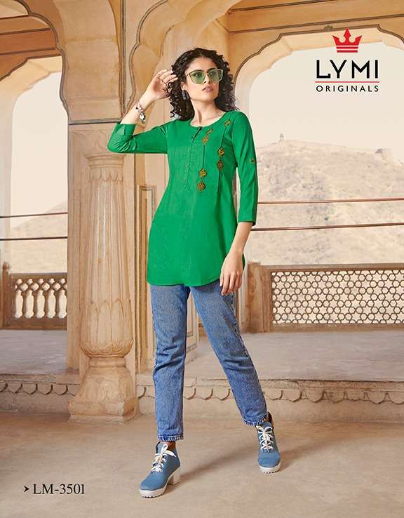 MENTOS BY LYMI ORIGINAL 3501 TO 3506 SERIES BEAUTIFUL COLORFUL STYLISH FANCY CASUAL WEAR & READY TO WEAR SLUB RAYON TOPS AT WHOLESALE PRICE