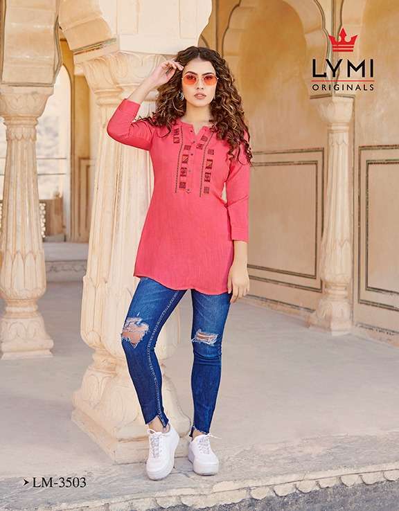 MENTOS BY LYMI ORIGINAL 3501 TO 3506 SERIES BEAUTIFUL COLORFUL STYLISH FANCY CASUAL WEAR & READY TO WEAR SLUB RAYON TOPS AT WHOLESALE PRICE